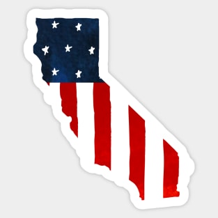 Patriotic USA Flag California Map Sticker